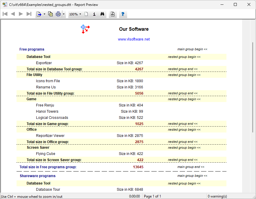Report with grouping